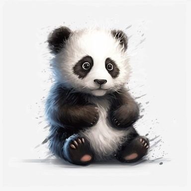 clipart of a cute panda on a white background, full-body view, realistic illustration, oil paints, crimson, neat strokes, expressive, Disney charm, very detailed, soft gradient, light contrast, dreamy, inspiration from Artstation, white solid background –q2 –v 5.1