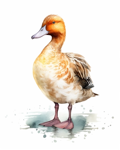 a realistic duck clipart with watercolor illustration, full body shot ,8k, style of Bohemian, style of Anna Süßbauer and Jon Klassen,vector, Vector, white background,Solid Background, Sharpness and clarity, masterpiece, trending on Artstation and Dribbble.