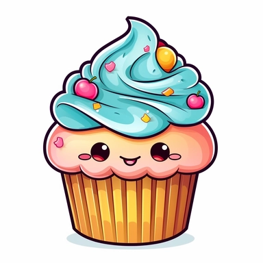 cute cupcake cartoon cliparts stickers