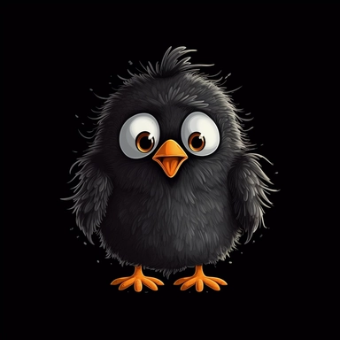 cute cartoon bird clipart, black background,--no cut off edges