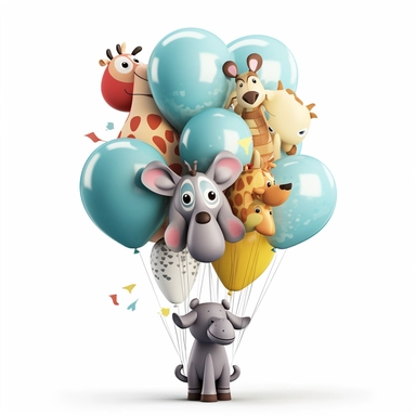 single animal balloon clipart, islolated on white background