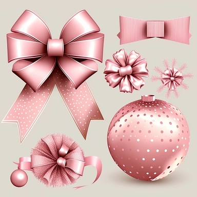 Pink Glam Ribbons and Bows Clipart - cute Christmas or birthday present gift png clip art graphics