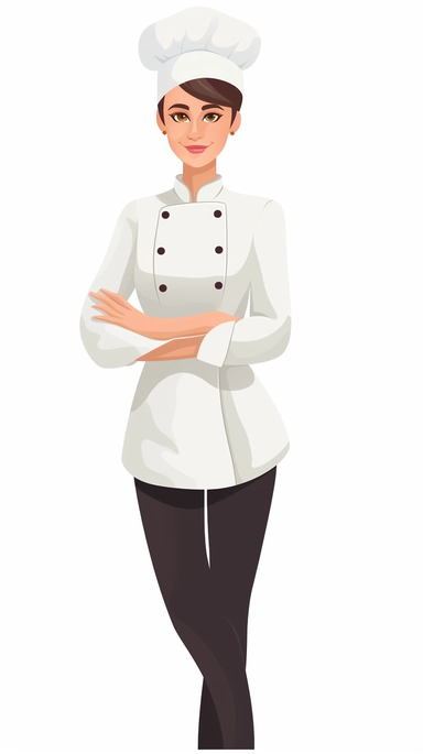 a chef male or female, clipart style, white background
