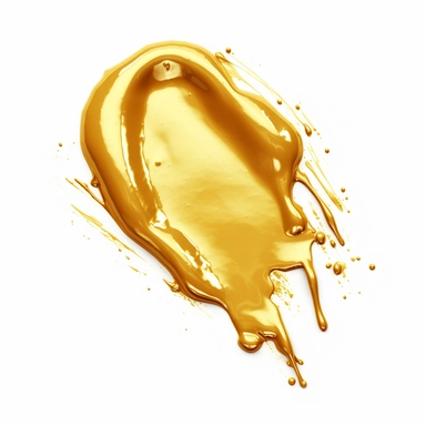 gold paint smear clipart, isolated white background