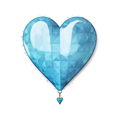 one heart light blue shape ballon has sparkles inside handrawn same size lines clipart