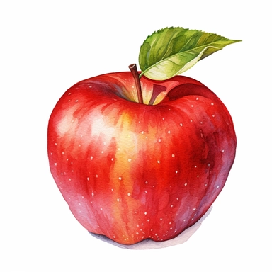 realistic watercolor illustration , apple, clip art, white background