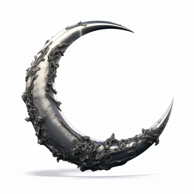 A fantasy Crescent Moon clipart against white background, white background, unreal engine 5, clipart, PNG pure white background, high resolution, hyper detailed, best quality, high detailed illustration
