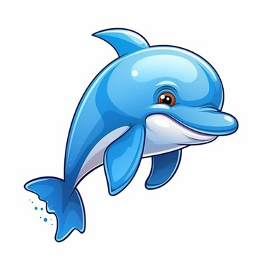 Cute Cartoon Dolphin Sticker, water, illustration, funny, clipart, simple, high quality