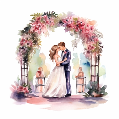 watercolor clipart of a wedding ceremony