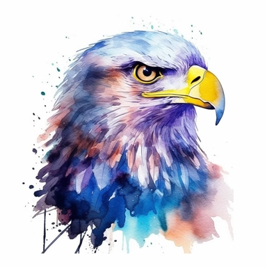 eagle, watercolor clipart, minimalist, bright colors, isolated white background, 8k