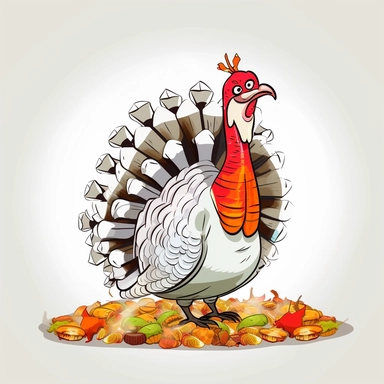 adobe illustration cartoon turkey clipart bundle, 12k, white black ground