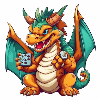 cartoon Clipart western dragon playing video games
