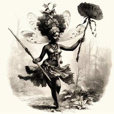 vintage clipart illustrations from a book on afrocentric faeries