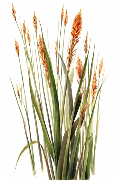 watercolor of Cattail grass clipart