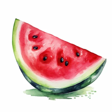 watercolor colorful clipart of a juicy watermelon slice, hd, on white background