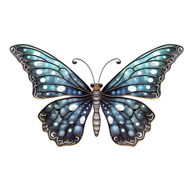 Clipart of butterfly in the style of watercolour, clean outline, glitter core, individual