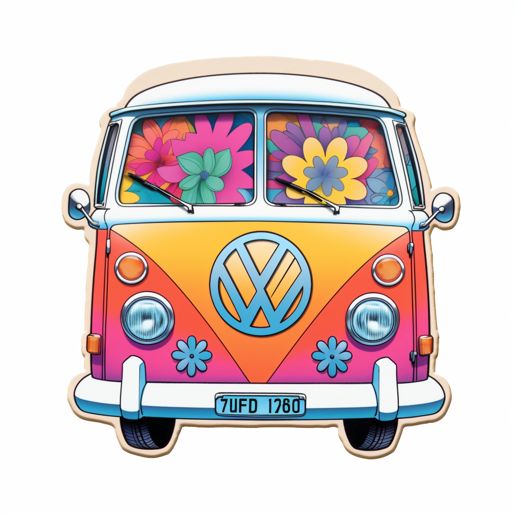 clipart of the front of a VW van from 1975, white background, groovy ...