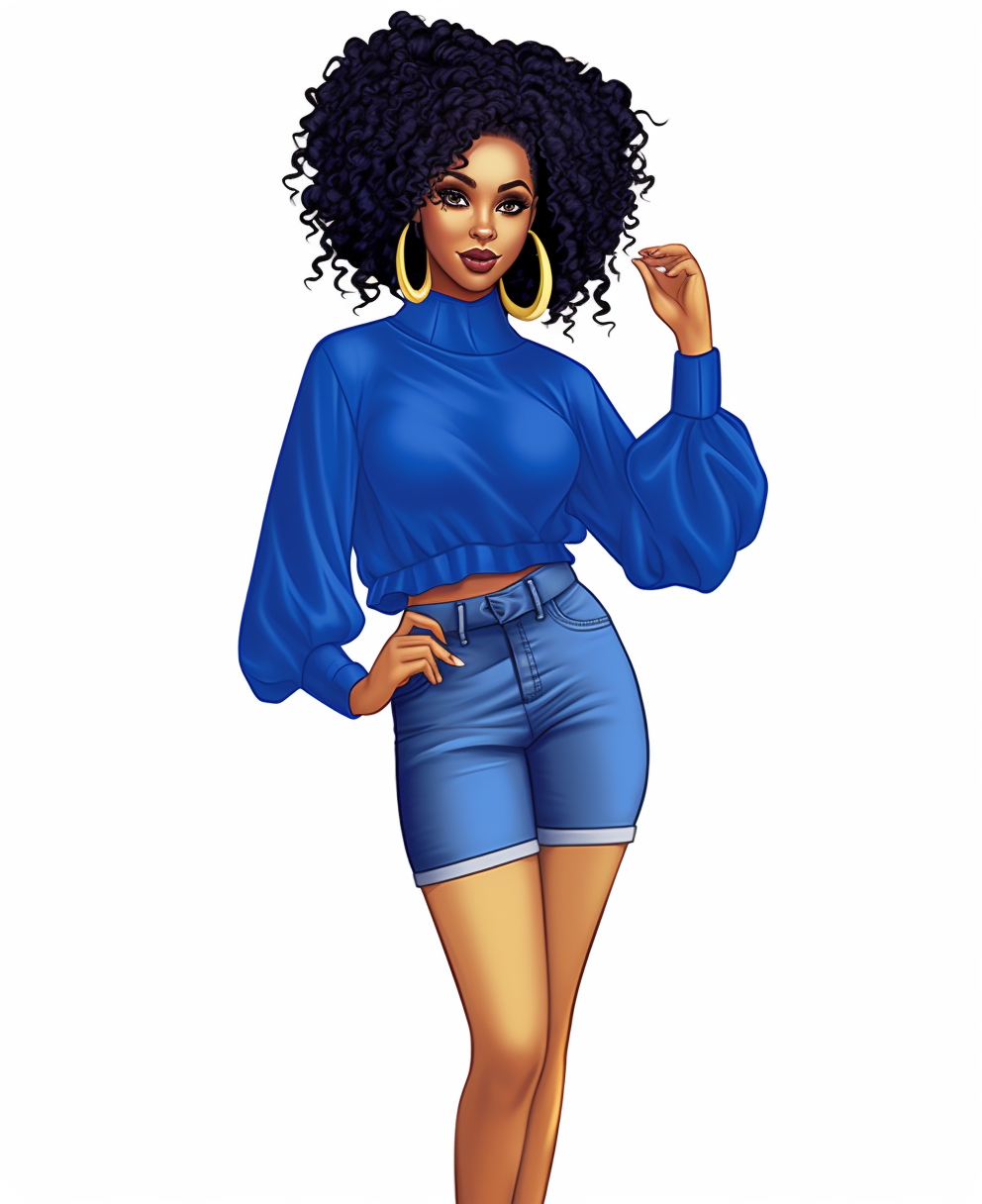 vector clipart, cartoon beautiful black women wearing fashion nova ...