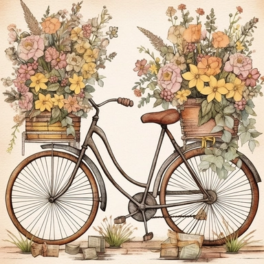beautiful bicycle Clipart , highly detailed- 13 High Quality JPGs - Digital Download - Card Making, Mixed Media, Digital Paper Craft