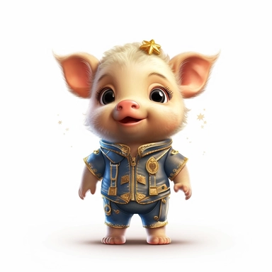 Adorable cute fantasy baby pig dressed like diplomat standing in dynamic pose,front view,fullbody,sharp through out,happy expression, nursery art, clipart image, lineart image, white background, very detailed, 8k, composition wide shot