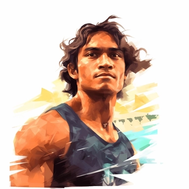 beautiful stunning hawaiian surfer young man , paint art style, clipart, white background, superrealistic, one of a kind