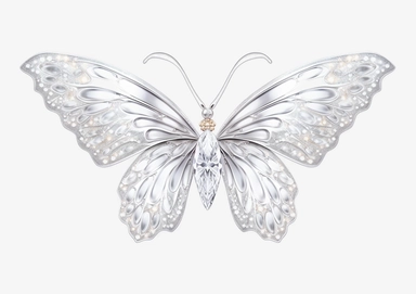 glittery white and silver fairy wings clipart, white background, graphic and symmetrical, creative commons attribution, 4k,