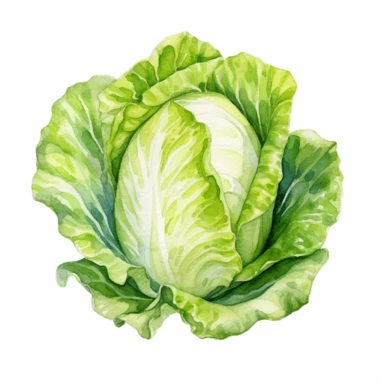 Lettuce logo watercolor,simple Watercolor, hyper realistic, white background, white margins, 16k, ultra detailed clipart, cut out image, hand - drawn, whimsical manhwa style, ultra HD, sharp and clean art