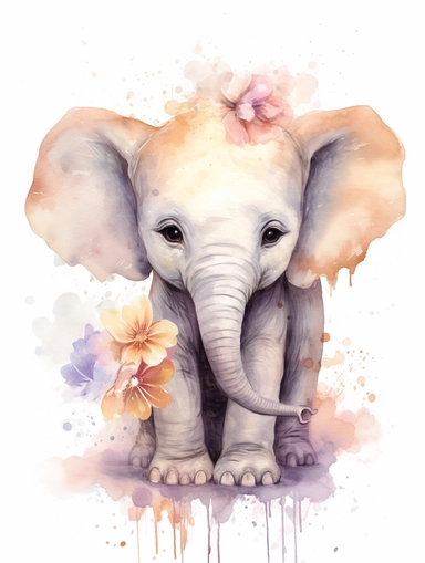 elephant Watercolor Clipart, Cute Baby Shower Graphics