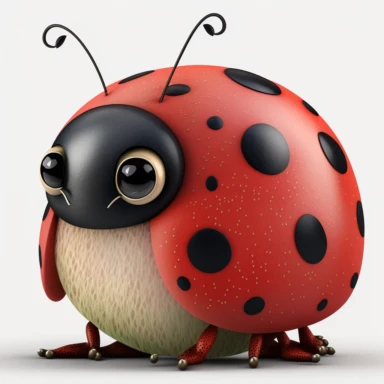 ingle animated lady bug for baby nursery, no leaves, white background, clipart