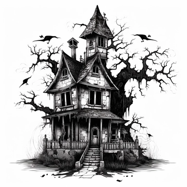 Witch House Creepy Gothic Clipart isolated on white background