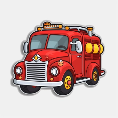 comic firetruck, clipart, sticker