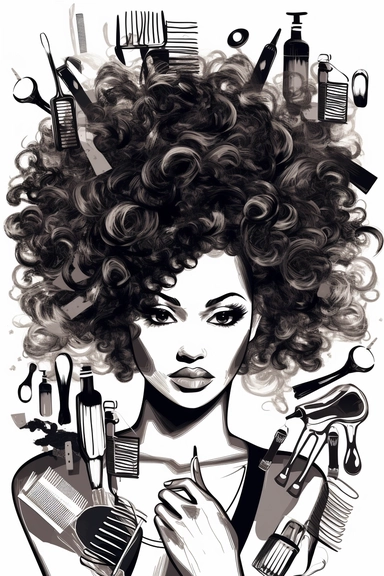 Clip Art for Black Hairdresser Beauty Salon, 2D, Vector, Flat separated on white background
