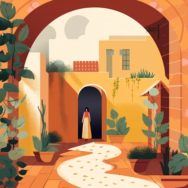 woman in courtyard clipart