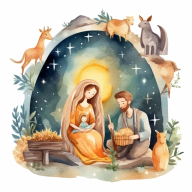 watercolor nativity scene clipart