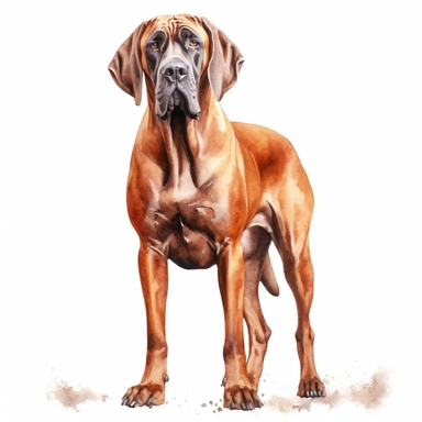 high detailed, Hand drawn watercolor clipart of a brown Great Dane like Scooby doo, on a pure white background for background removal, no shadow, no paint splash no text, watermark