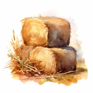 hay bale, watercolor clipart