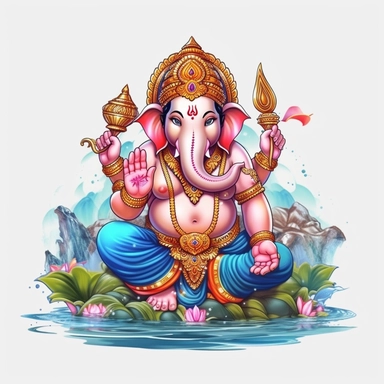 indian, god clipart, ganesha clipart, water art, blank background