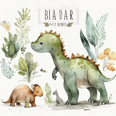 Watercolor dinosaurs clipart neutral baby boy clip art dino nursery deco no text
