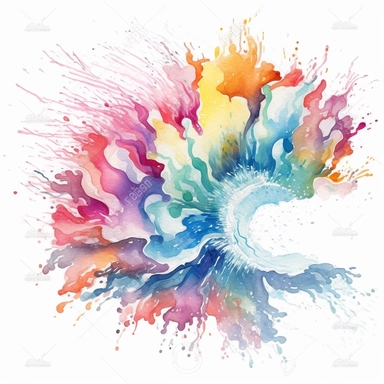 several high resolution watercolor clipart rainbow ocean sprays that are isolated on a white background — chaos 100
