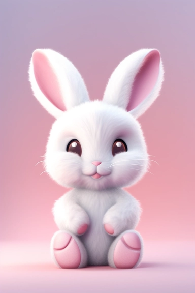 ed small bunny clipart, in the style of unreal engine 5, vray tracing, subtle pastel tones, rollei prego 90, white and pink, dutch and flemish