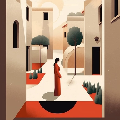 woman in courtyard clipart