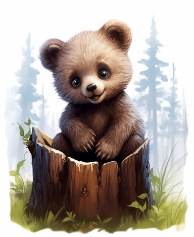 cute, baby woodland bear, clip art, big blue eyes, adorable,