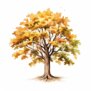 tree of drak brown maple ,watercolor clipart