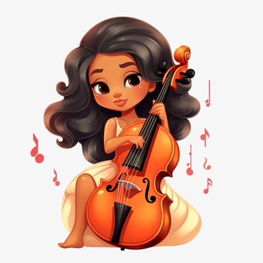 kawaii latina girl playing cello clip art