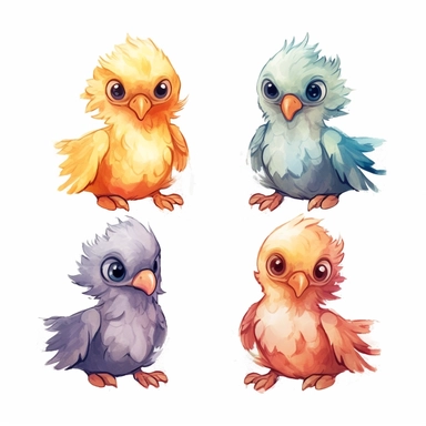 one cute cartoony Baby eagle clip art, watercolor, vector style, flat color, 3 colors, full shot, no crop, bold lines
