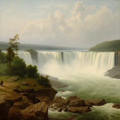 by Worthington Whittredge , Niagara Falls landscape , 8K quality, ultra detailed clipart, without signature and without meaningless lines, clipart, white background, High Quality clipart, no writting background, no writting