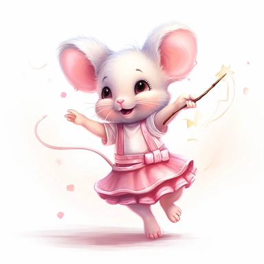 Adorable cute fantasy baby mouse dressed like a dancing ballerina, nursery art, clipart image, line art image, inspired byLie Setiawan, white background, very detailed, 8k