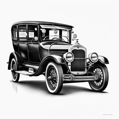 1920's automobile, clipart, white background