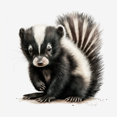 adorable baby skunk watercolor clipart