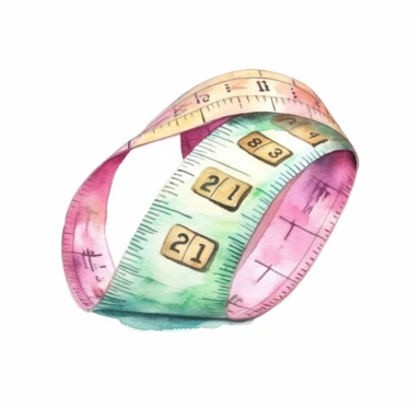 watercolor Vintage measuring tape, pink and mint, high quality, clipart, white background